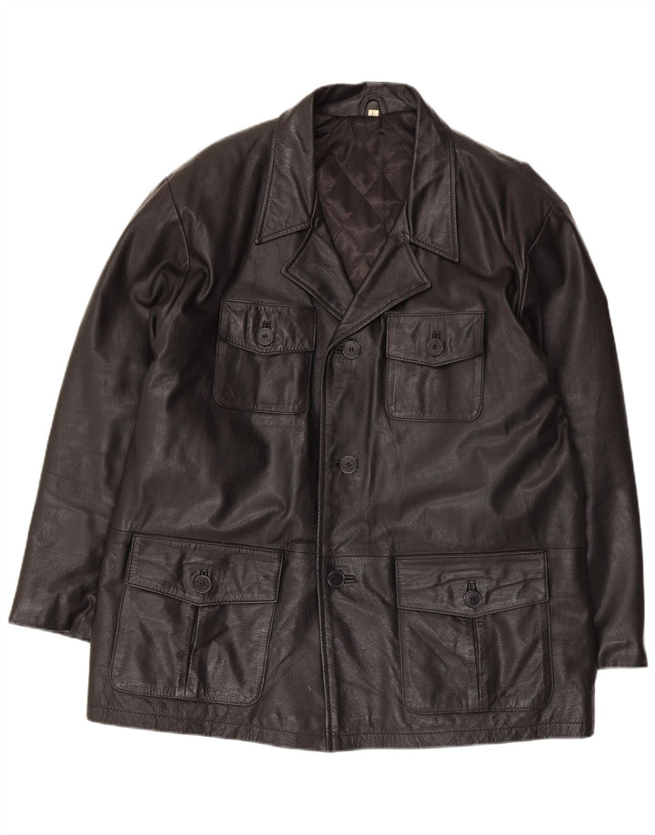 Vintage hombres chaqueta de cuero Reino Unido 40 grande negro