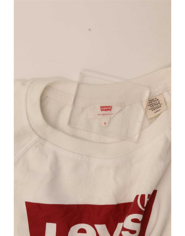 Levi's Sudadera extragrande con gráfico para mujer, talla 10, color blanco