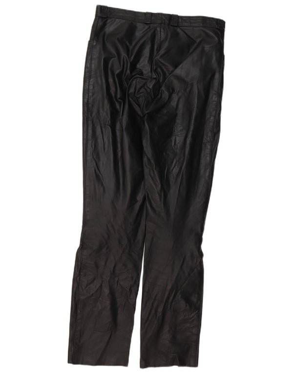 Pantalones de cuero vintage para mujer EU 38 Medio W28 L28 Negro