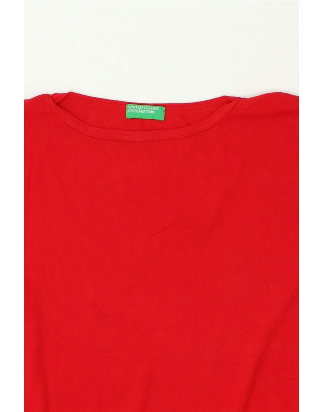 BENETTON Womens Boat Neck Jumper Sweater UK 14 Medium Red Cotton | Vintage Benetton | Thrift | Second-Hand Benetton | Used Clothing | Messina Hembry 