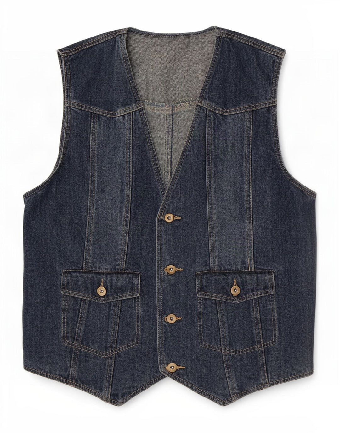 Vintage hombres denim chaleco IT 52 algodón azul grande