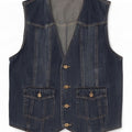 Vintage hombres denim chaleco IT 52 algodón azul grande