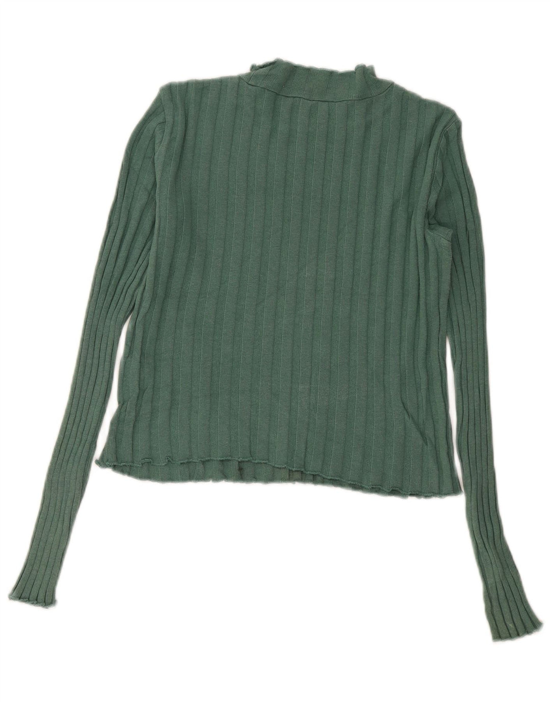 Zara Mujer Crop Top Manga Larga UK 42 Verde Medio