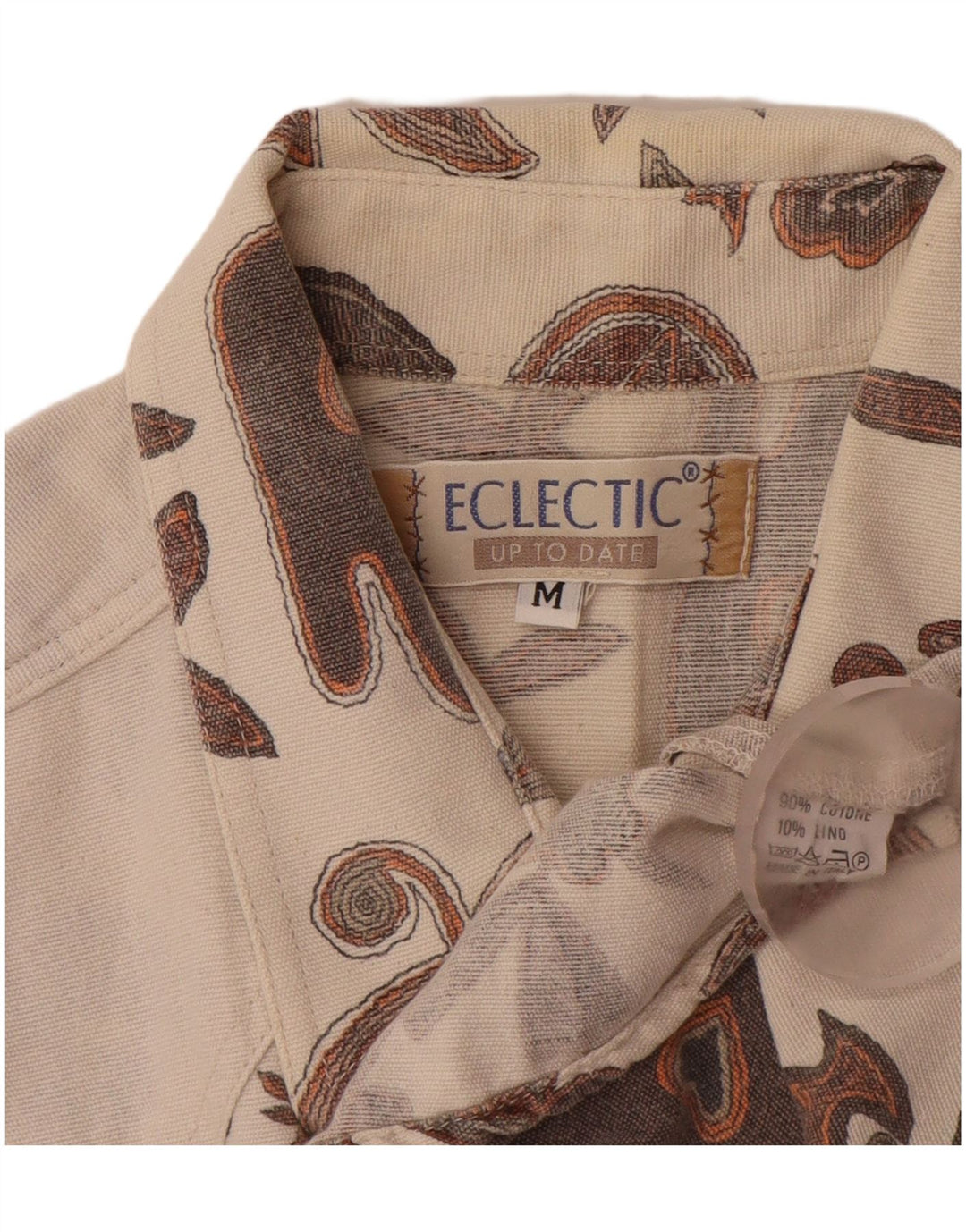 Camisa vintage para hombre de algodón floral blanco medio