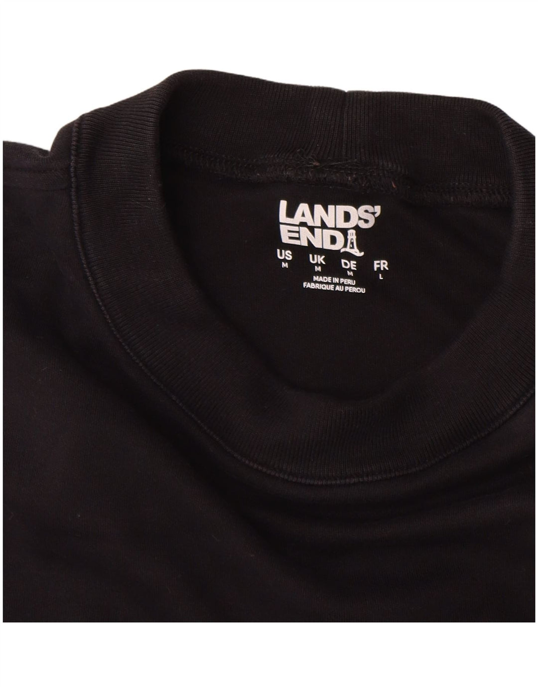 Lands End Hombre Top Manga Larga Algodón Negro Mediano