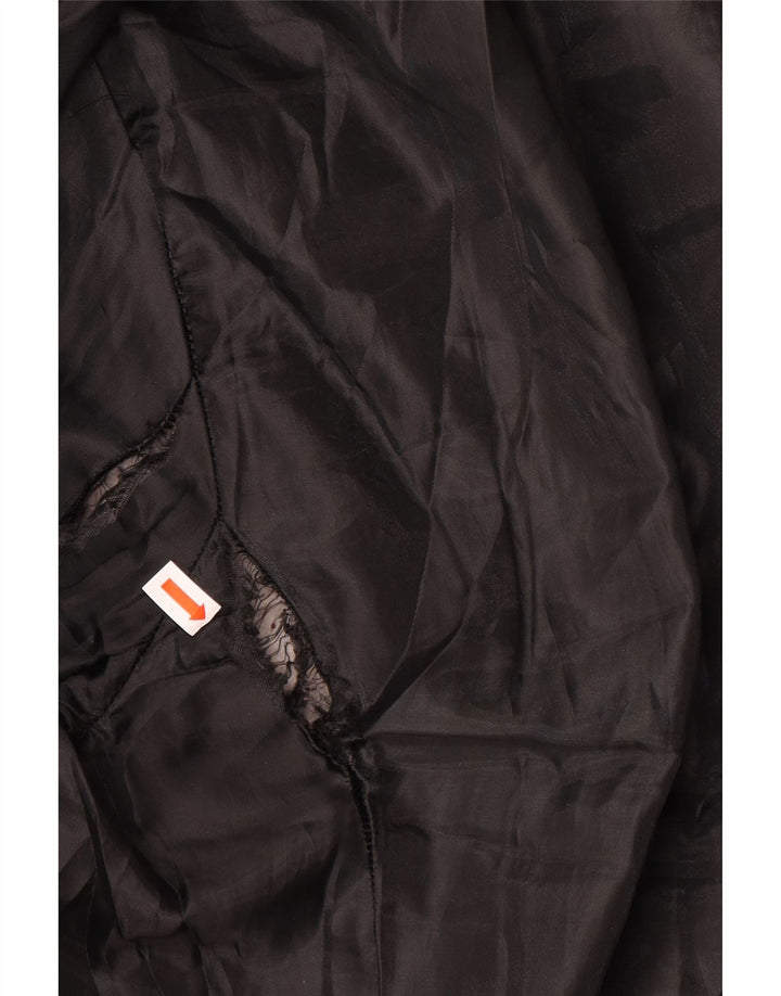 Zara Mujer Chaqueta Acolchada UK 46 Grande Nylon Negro