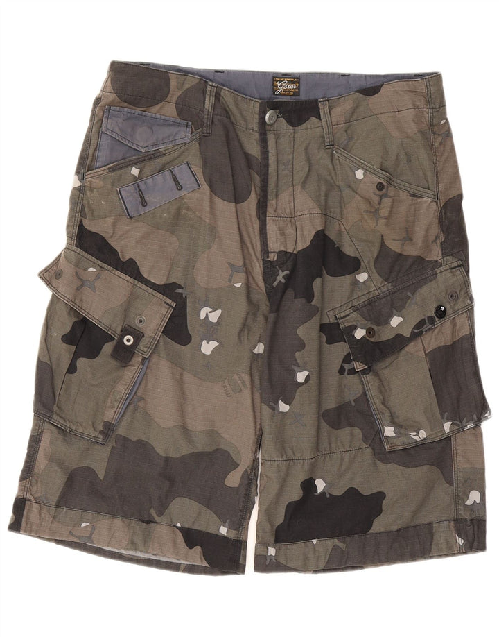 G-Star Mens Cargo Shorts W32 Medium Khaki Camuflaje Algodón
