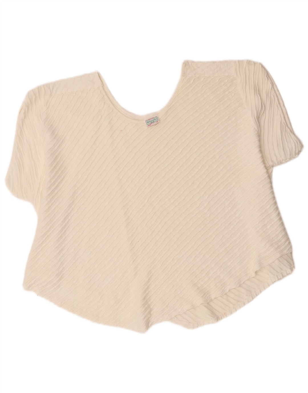 Benetton Blusa Extragrande Asimétrica para Mujer UK 44 Medio Algodón Blanco