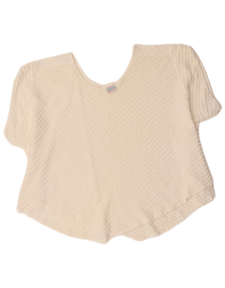 Benetton Blusa Extragrande Asimétrica para Mujer UK 44 Medio Algodón Blanco