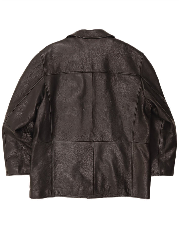 VINTAGE Chaqueta de cuero para hombre Reino Unido 46 3XL Cuero negro