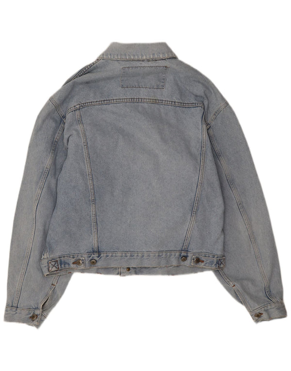 Vintage hombres chaqueta de mezclilla desgastada Reino Unido 40 algodón azul grande