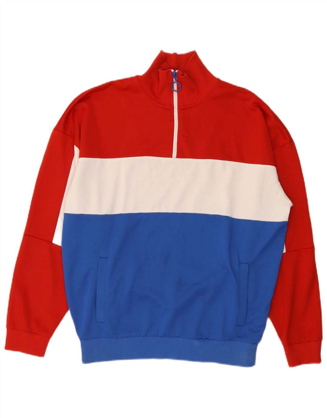 ZARA Hombre Sudadera con cremallera y cuello tipo jersey Medium Multicolor Colourblock