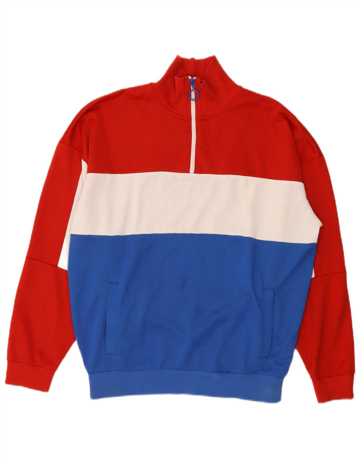 ZARA Hombre Sudadera con cremallera y cuello tipo jersey Medium Multicolor Colourblock