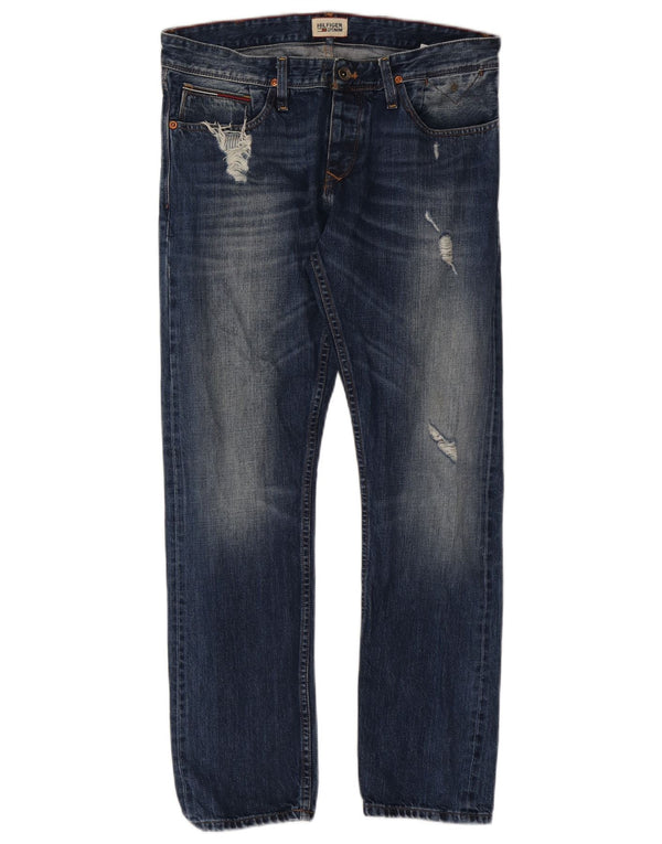 Tommy Hilfiger Vaqueros rectos desgastados para hombre W32 L30 Algodón azul marino