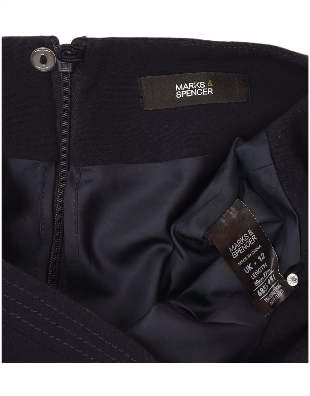 Marks & Spencer Falda lápiz para mujer UK 12 Medium W30 Poliéster azul marino