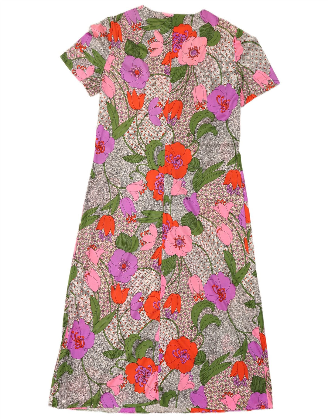 Vintage mujer vestido básico Reino Unido 12 medio multicolor floral