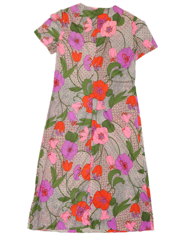 Vintage mujer vestido básico Reino Unido 12 medio multicolor floral