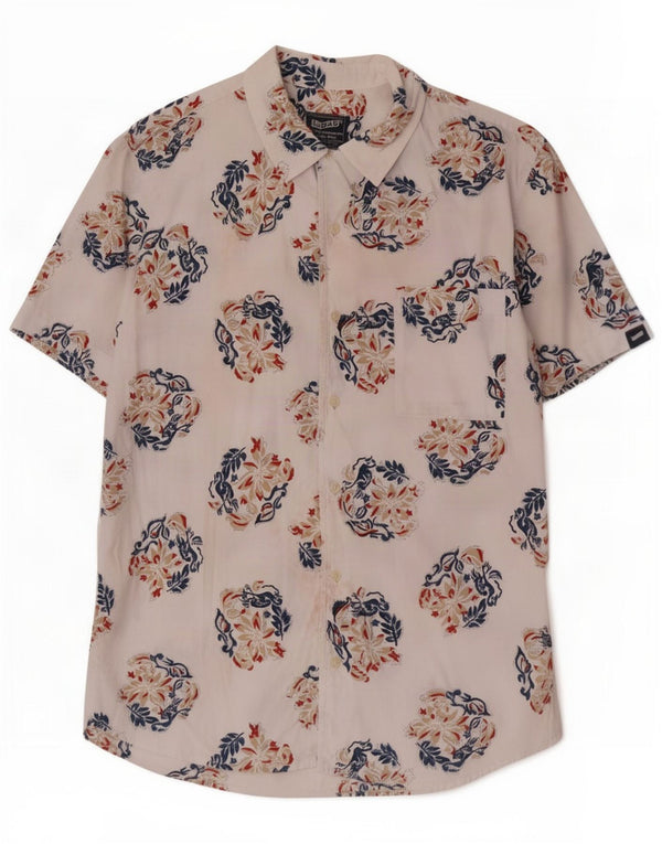 Camisa de manga corta Gas para hombre de algodón floral blanco grande
