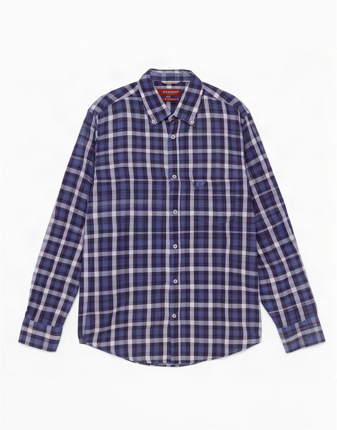 Carrera Camisa de franela de ajuste regular para hombre Algodón a cuadros azul marino mediano
