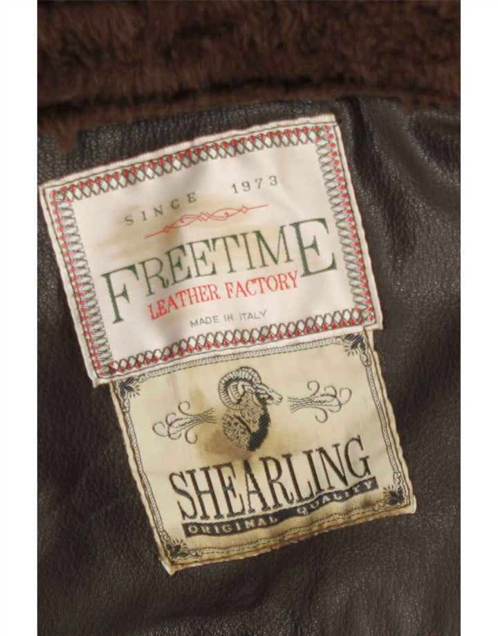 Vintage hombres shearling chaqueta Reino Unido 42 XL marrón shearling