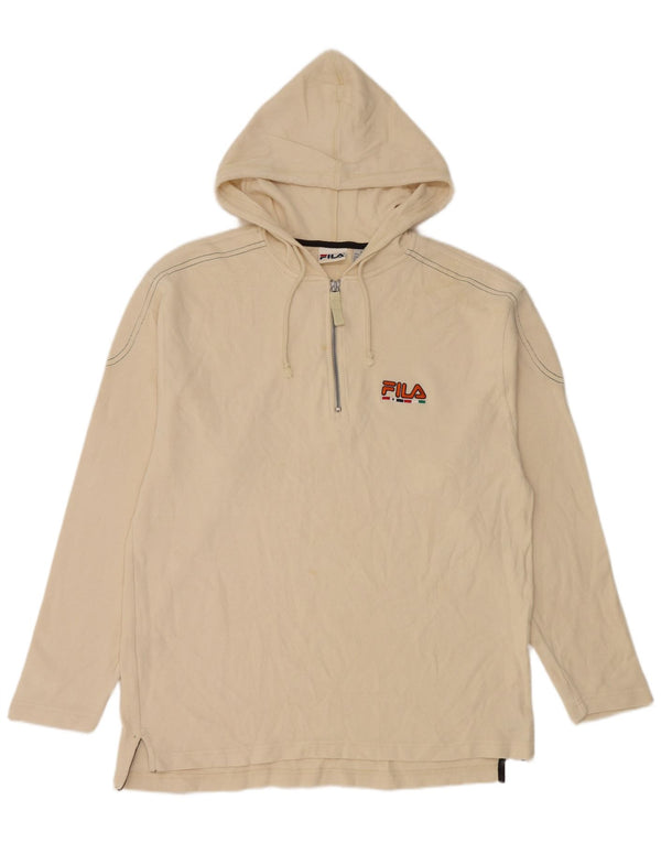 Fila - Camiseta con capucha para hombre, manga larga, algodón beige grande