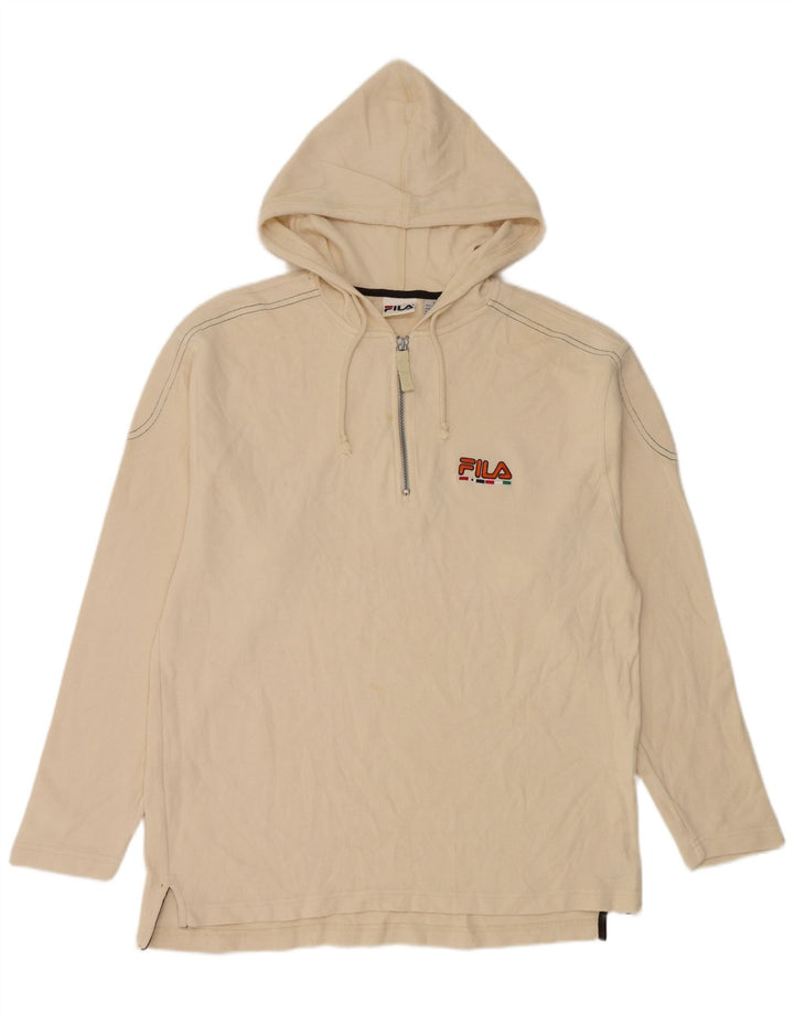 Fila - Camiseta con capucha para hombre, manga larga, algodón beige grande