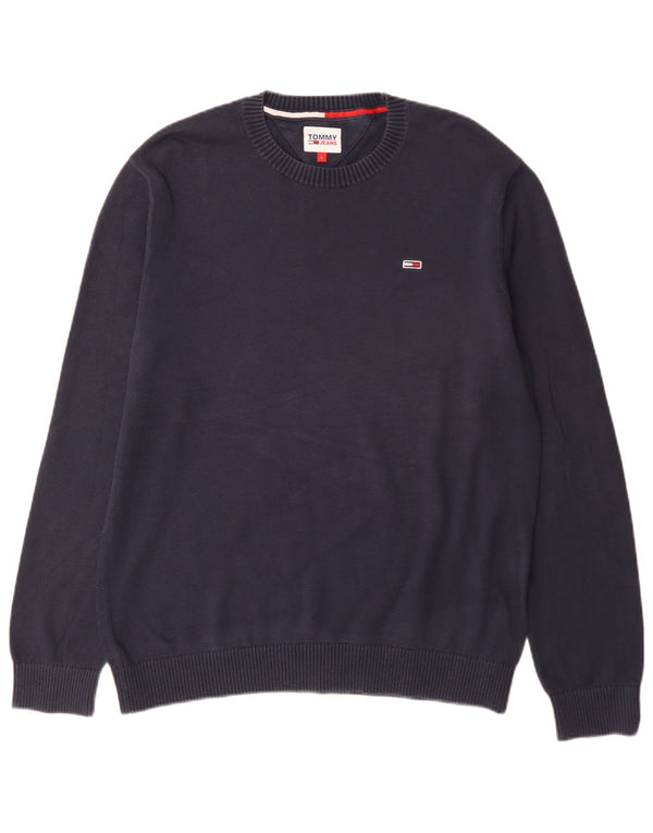 Tommy Hilfiger - Jersey de cuello redondo para hombre, talla grande, algodón azul marino