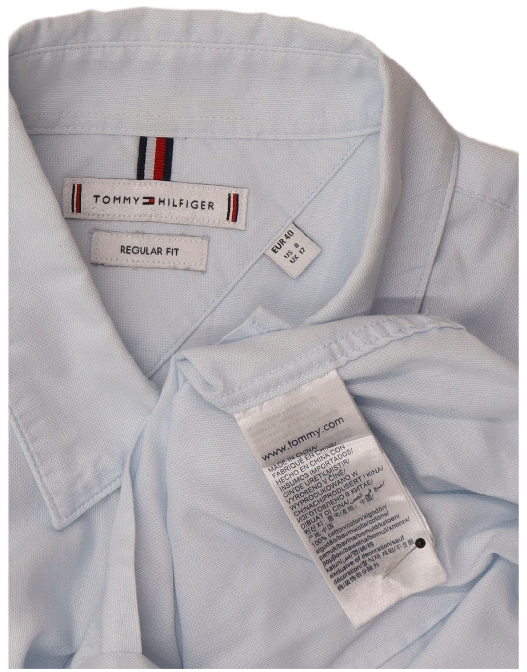 Tommy Hilfiger Camisa de corte regular para mujer UK 40 Azul medio Algodón Clásico