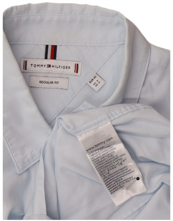 Tommy Hilfiger Camisa de corte regular para mujer UK 40 Azul medio Algodón Clásico