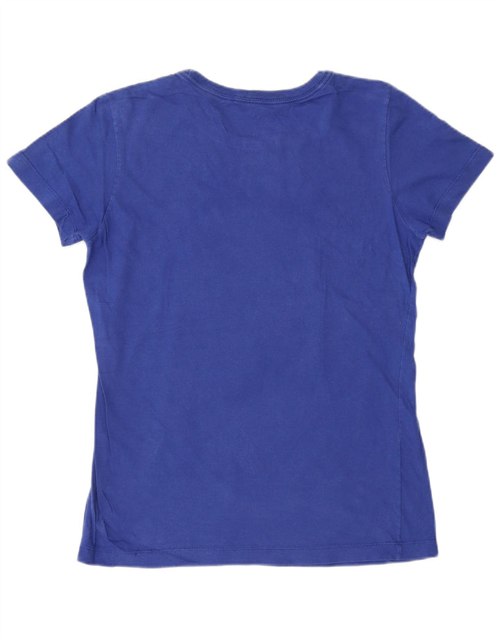 NIKE Mujer Slim Fit Graphic Camiseta Top UK 40 Grande Algodón Azul