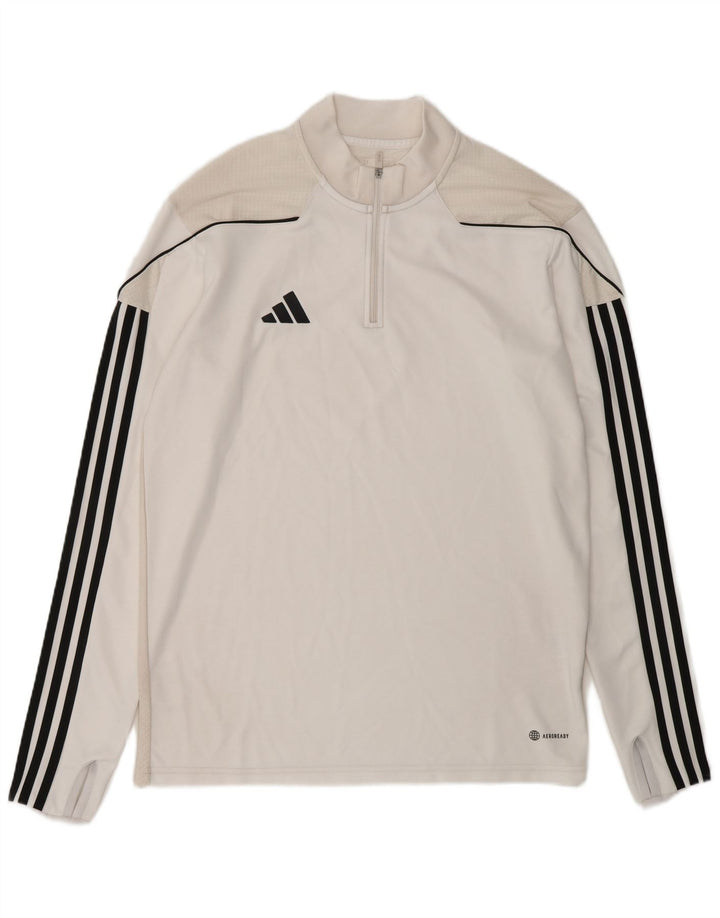 ADIDAS Mens Aeroready Slim Fit Pullover Tracksuit Top Medium Off White