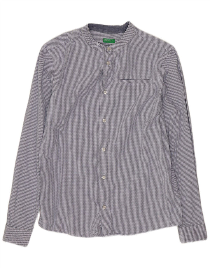 BENETTON Camisa Niño 13-14 Años 3XL Azul Cuadros Algodón