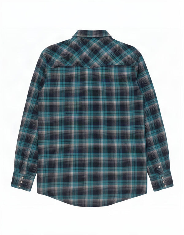 Wrangler Camisa alta de franela para hombre XL Algodón a cuadros azules