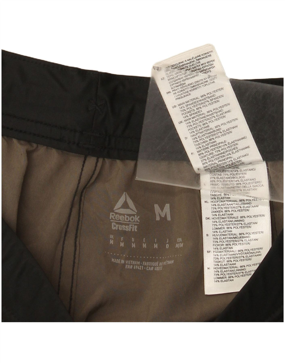Reebok Pantalones cortos deportivos con gráficos Cross Fit para hombre Poliéster geométrico negro mediano