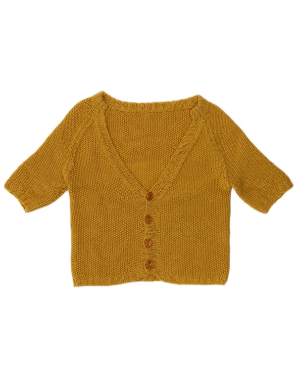 Vintage mujeres 1/2 manga crop cardigan suéter Reino Unido 10 pequeño verde