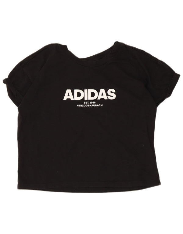 Adidas Mujer Crop Graphic Camiseta Top UK 12/14 Mediano Negro Algodón