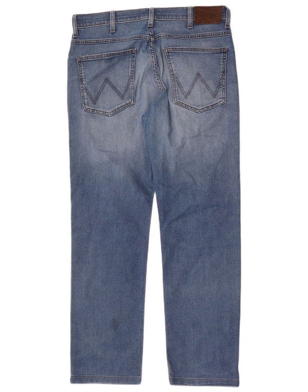 Wrangler Vaqueros rectos desgastados para hombre W32 L30 Azul