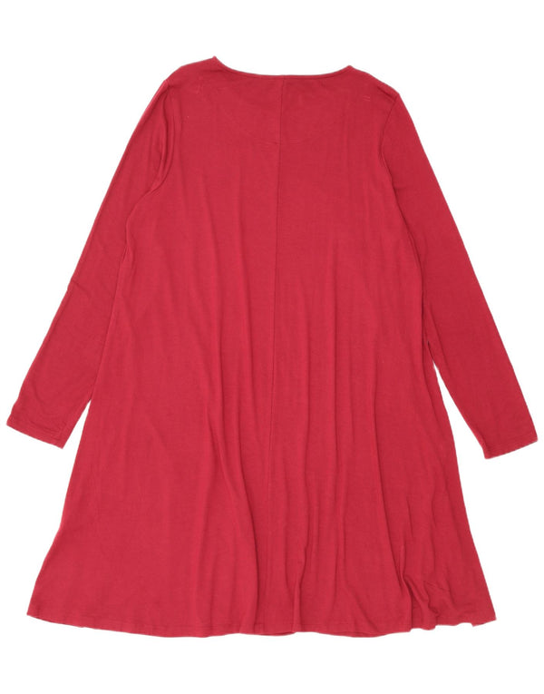 Marks & Spencer Vestido tipo camiseta de manga larga para mujer UK 46 Large Borgoña
