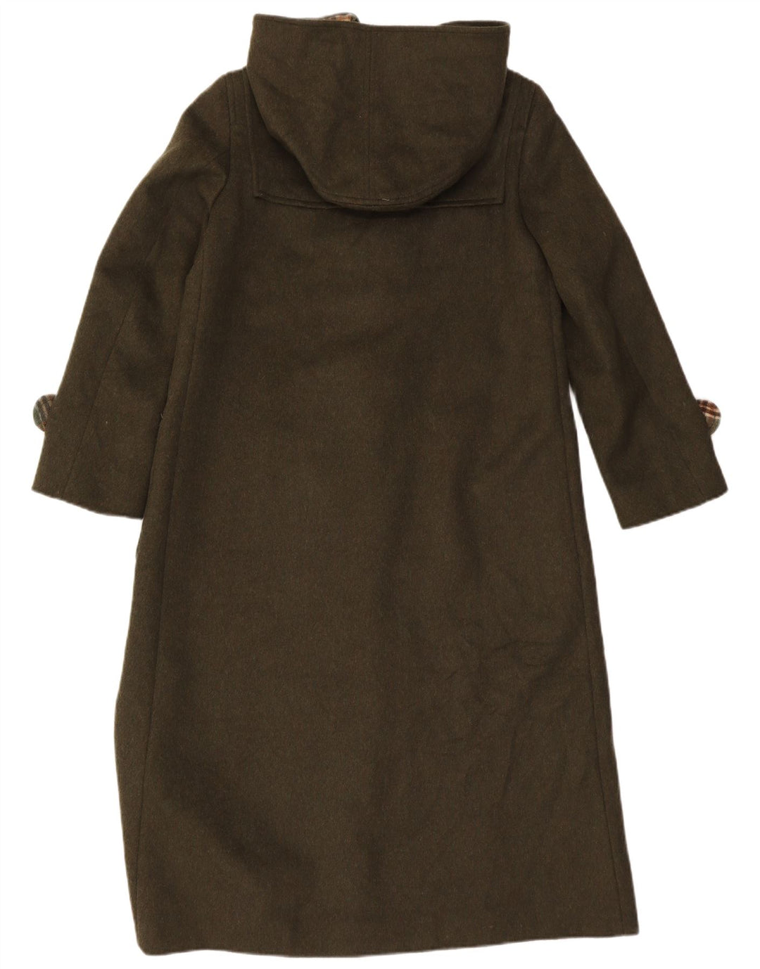 Vintage mujer con capucha Duffle abrigo EU 40 lana caqui mediana