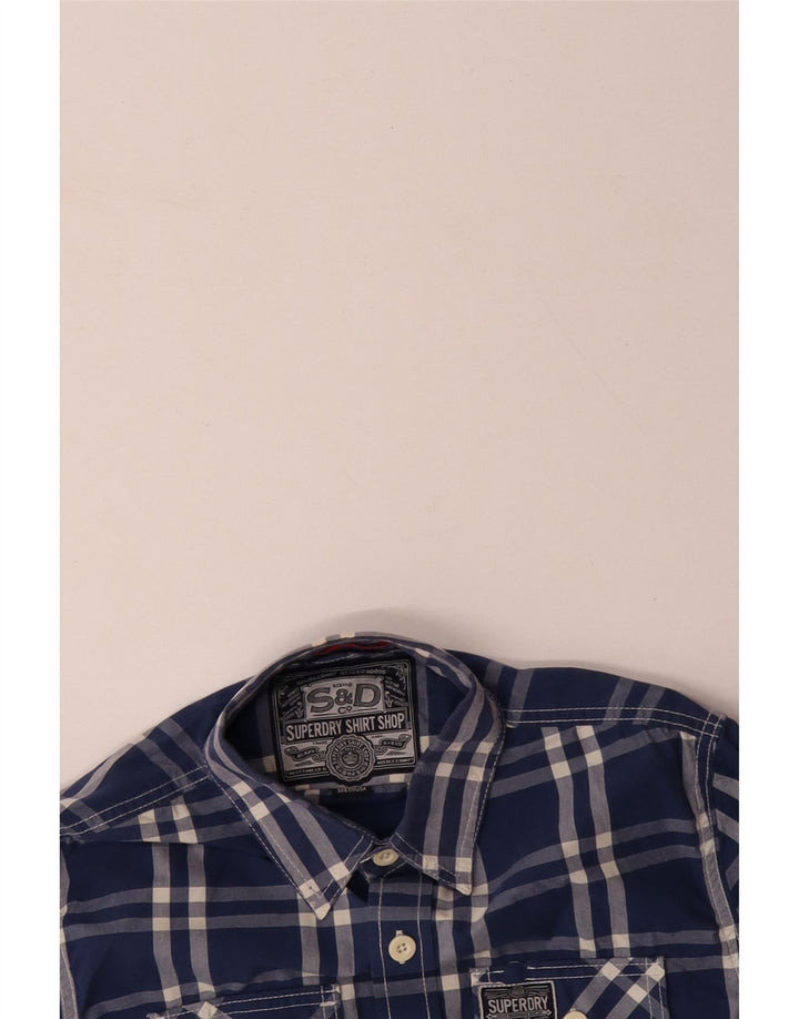 Camisa SUPERDRY Hombre Algodón A Cuadros Azul Medio