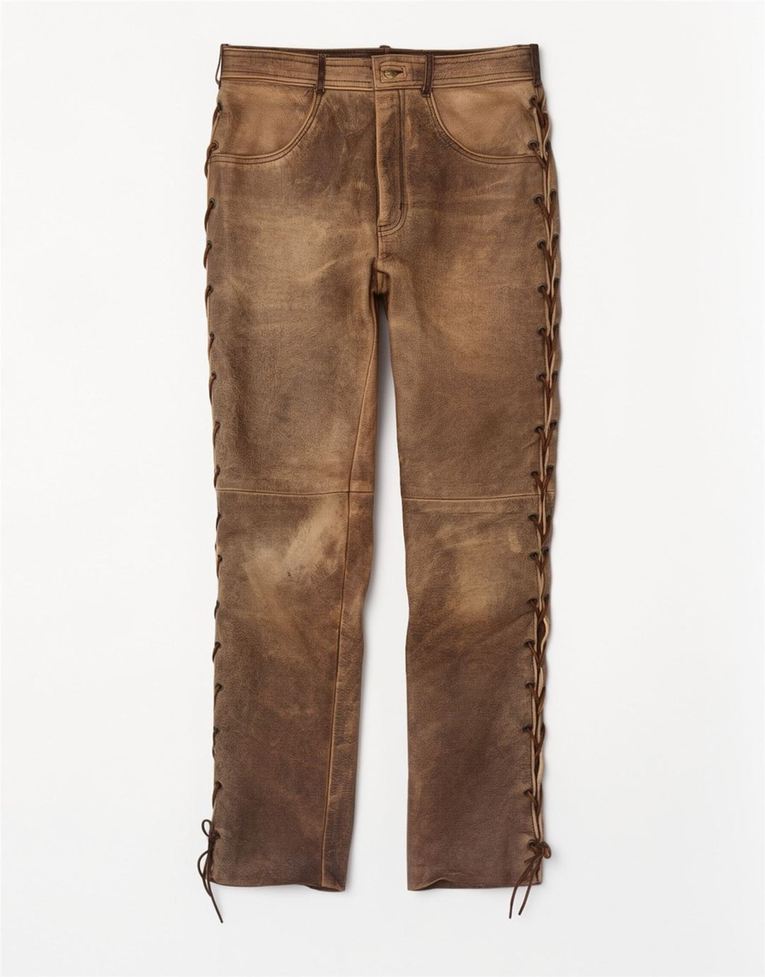 Pantera Pantalones de cuero para hombre Talla 31 W31 L33 Cuero marrón