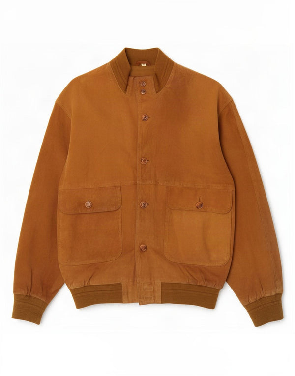 Vintage hombres ante bomber chaqueta IT 54 2XL cuero beige