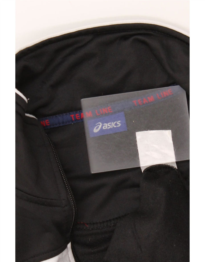 Asics Hombre Gráfico Chándal Top Chaqueta Mediano Negro Colorblock Poliéster