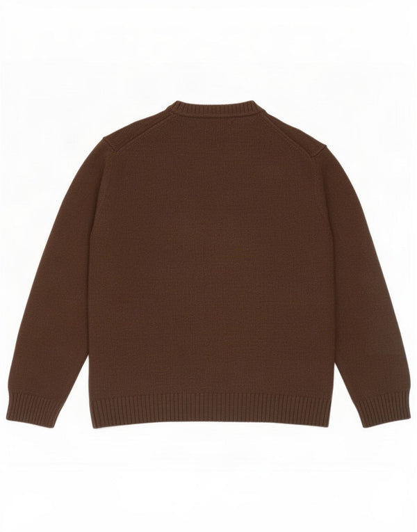 Marlboro Classics - Jersey de cuello redondo para hombre, talla 2XL, lana merino marrón