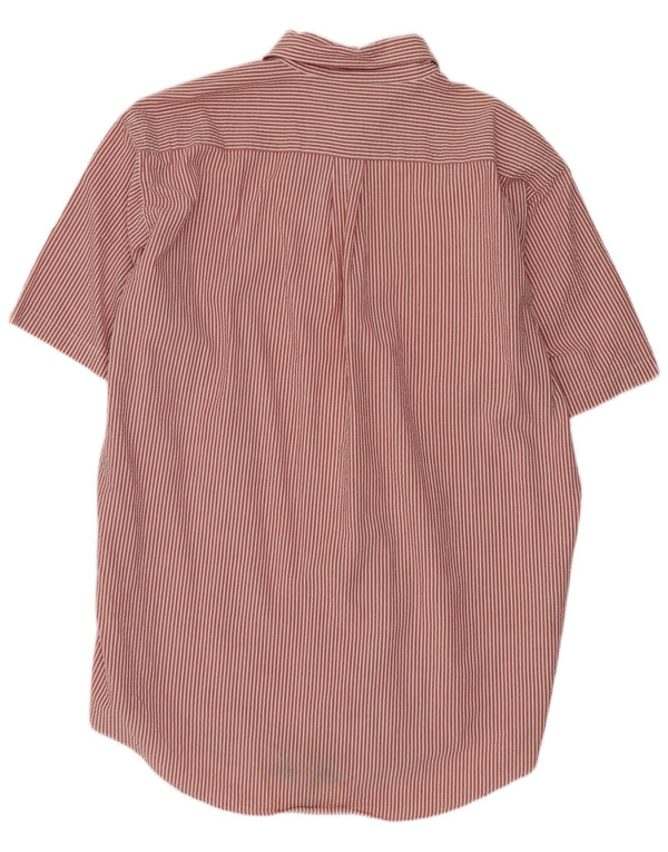 Brooks Brothers Camisa de manga corta para hombre de algodón a rayas rojas grandes