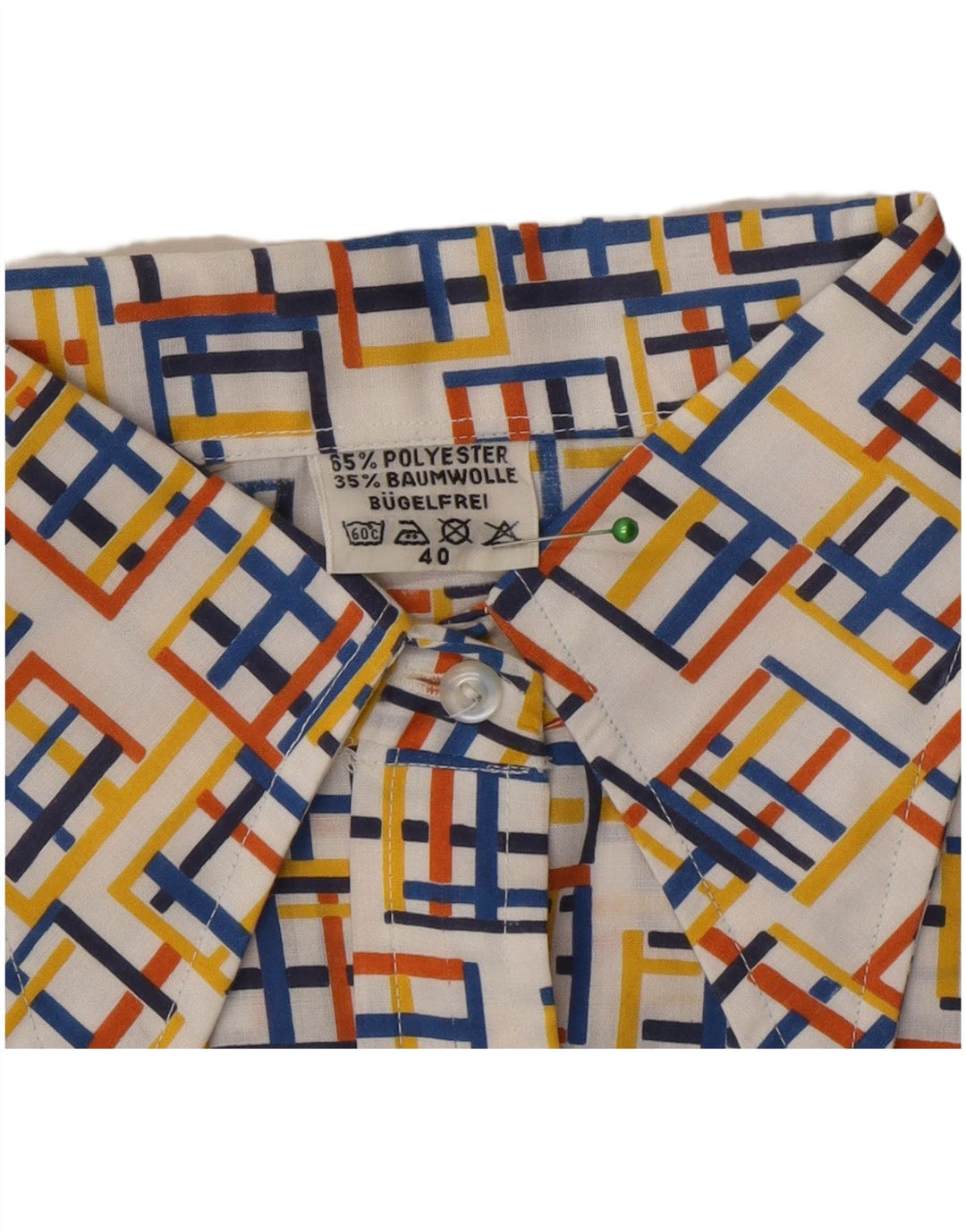 Vintage mujer camisa blusa EU 40 medio multicolor poliéster geométrico