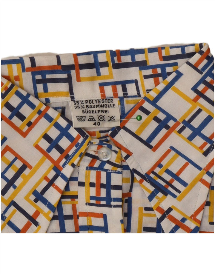 Vintage mujer camisa blusa EU 40 medio multicolor poliéster geométrico