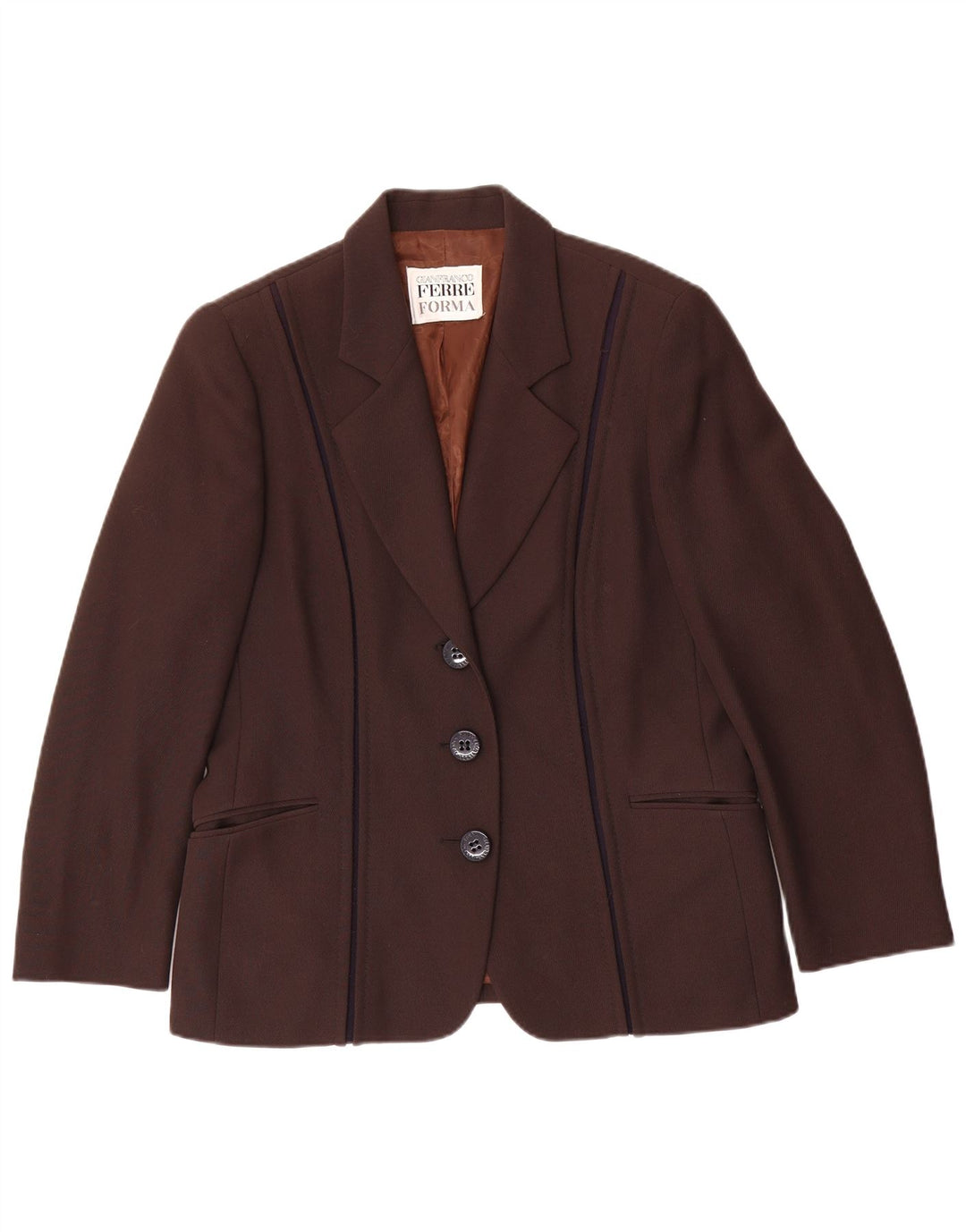 GIANFRANCO FERRE Chaqueta Blazer de 3 Botones para Mujer UK 46 Grande Lana Marrón