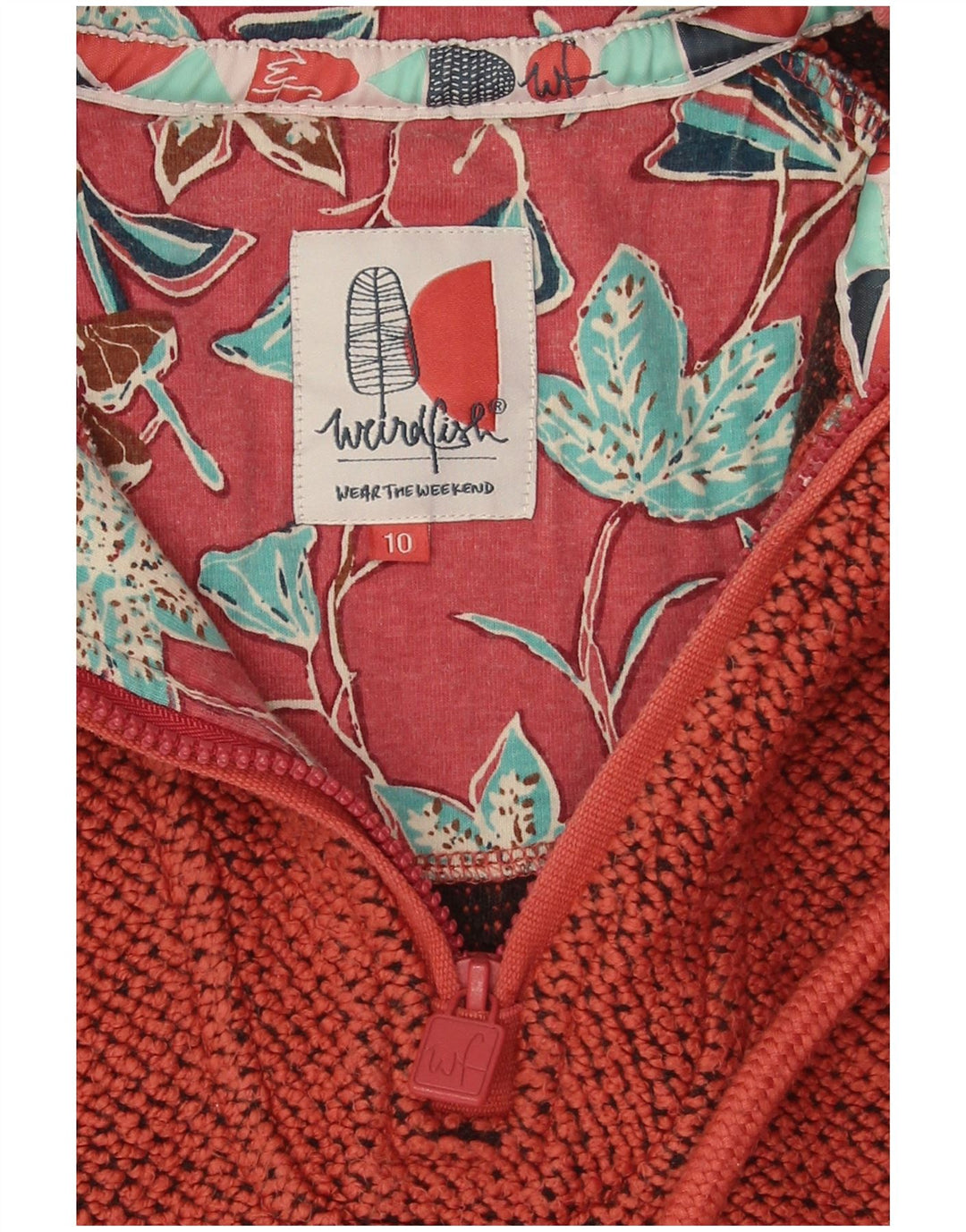Weird Fish Sudadera extragrande con cuello y cremallera para mujer, talla 10, color naranja