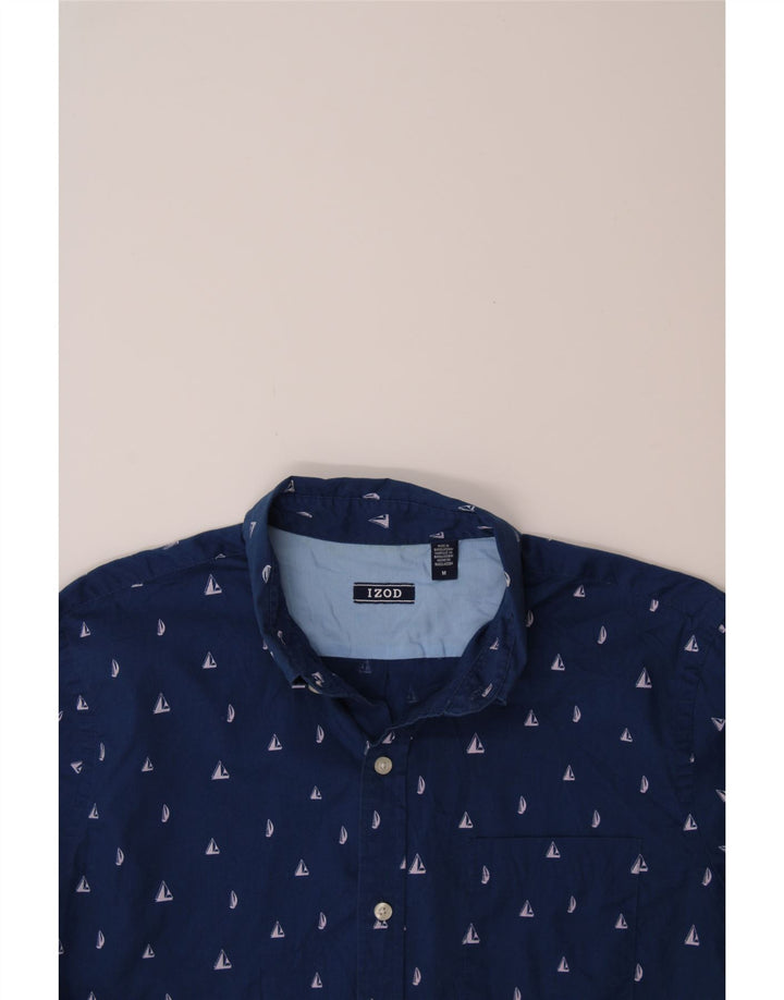 IZOD Mens Short Sleeve Shirt Medium Navy Blue Spotted Cotton Vintage Izod and Second-Hand Izod from Messina Hembry 